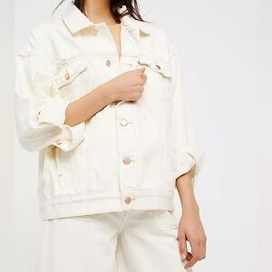 Free People Distressed Oversized Denim Jacket size XS/S